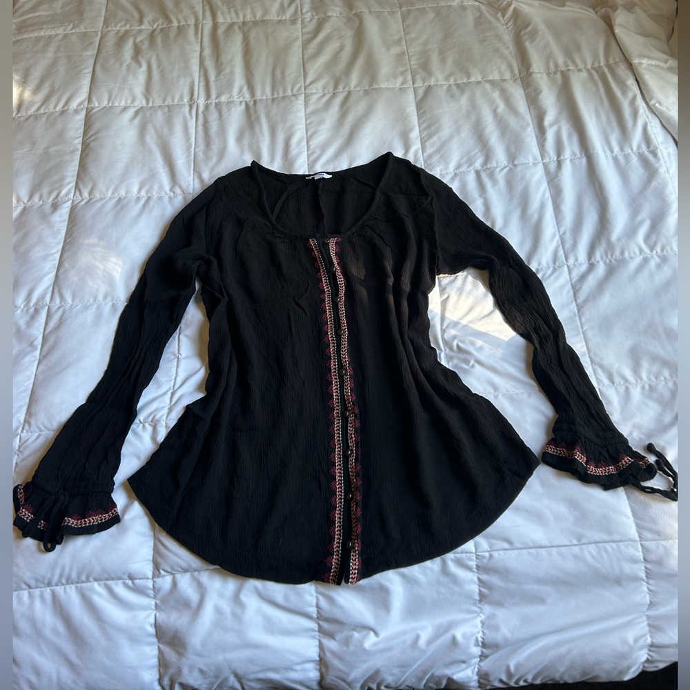 Sonoma Black Blouse with Embroidery